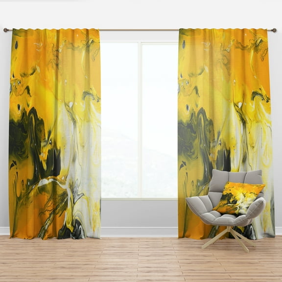 Designart 'Yellow Marbled II' Modern & Contemporary Curtain Panel