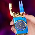 thumbnail image 5 of Dsseng Butane Torch Lighter  Double Fire Switching Lighter With Quartz Watch Metal Inflatable Windproof Blue Flame Lighter Fashion Gift Luminous  White, 5 of 5