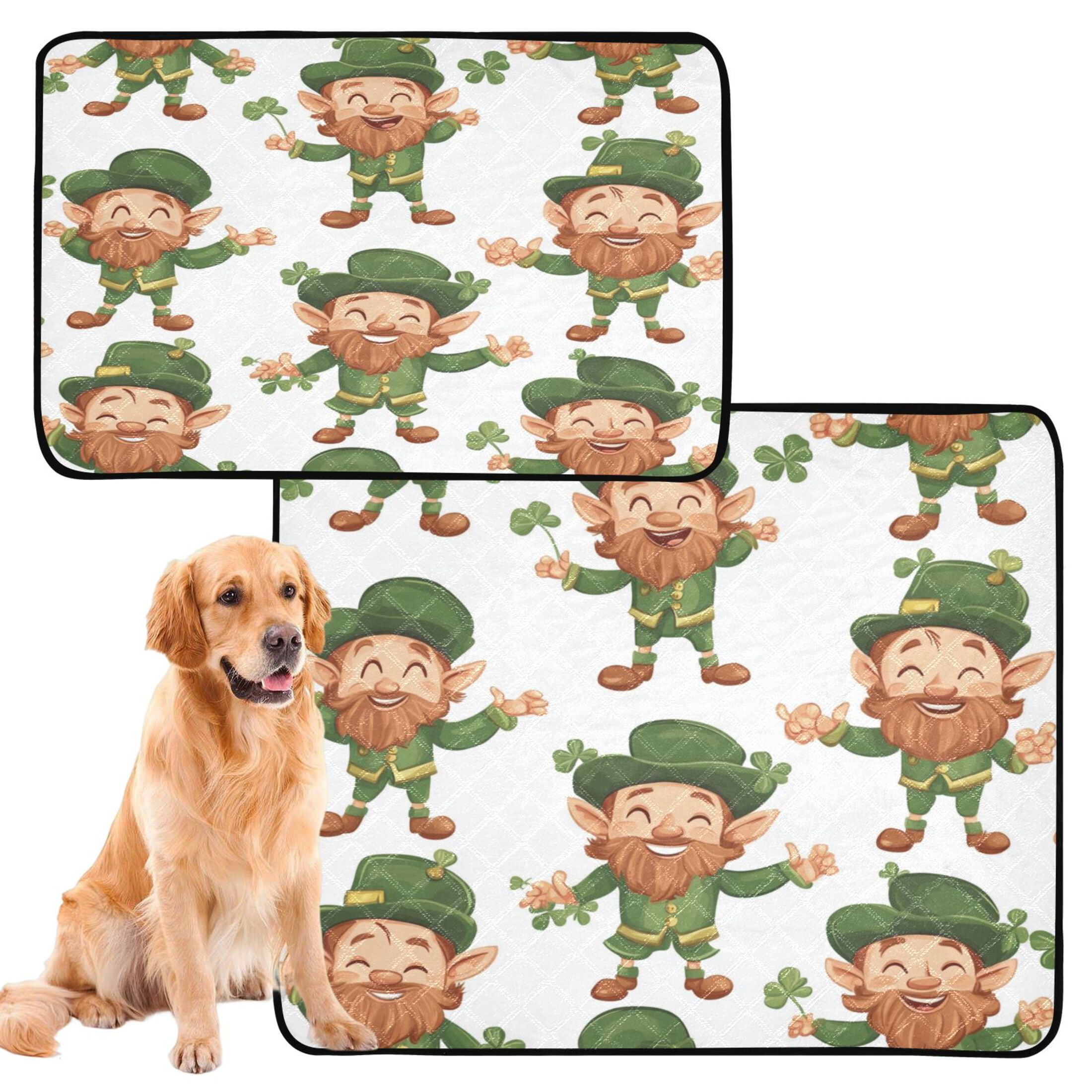 Qxltty Cartoon Leprechauns Pattern on White Background Cat litter Pads Pet Set of 3 Diaper Mats Center Anti-leakage Layer Absorbent Soft and Comfortable