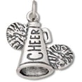 thumbnail image 1 of Sterling Silver 18" .8mm Football Cheerleader Megaphone Pom Poms Pendant Necklace, 1 of 2
