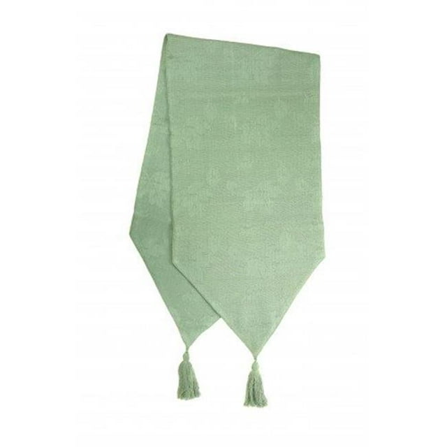 Mr. MJs AG - 11330-13x54 Chemin de Table Côtelé avec Pompons, Vert Olive