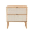 thumbnail image 3 of Linon Winnie Rubberwood Nightstand 2 Drawers Cane Front Panels in Natural Finish, 3 of 15