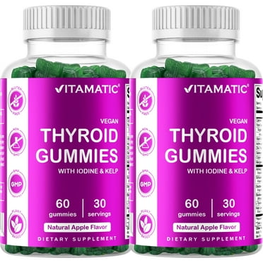 2 Pack Vitamatic Vegan Thyroid Support Gummies with Iodine & Kelp - 60 Count  Plant Based