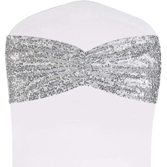 Exceptional Silver Sequin Chair Sashes Folding Chair Covers Bow for Party Wedding Reception Decorations, 20 PCS Silver 14"x6", Pack-20 - Designed to Meet Your outdoor plumbing jobs