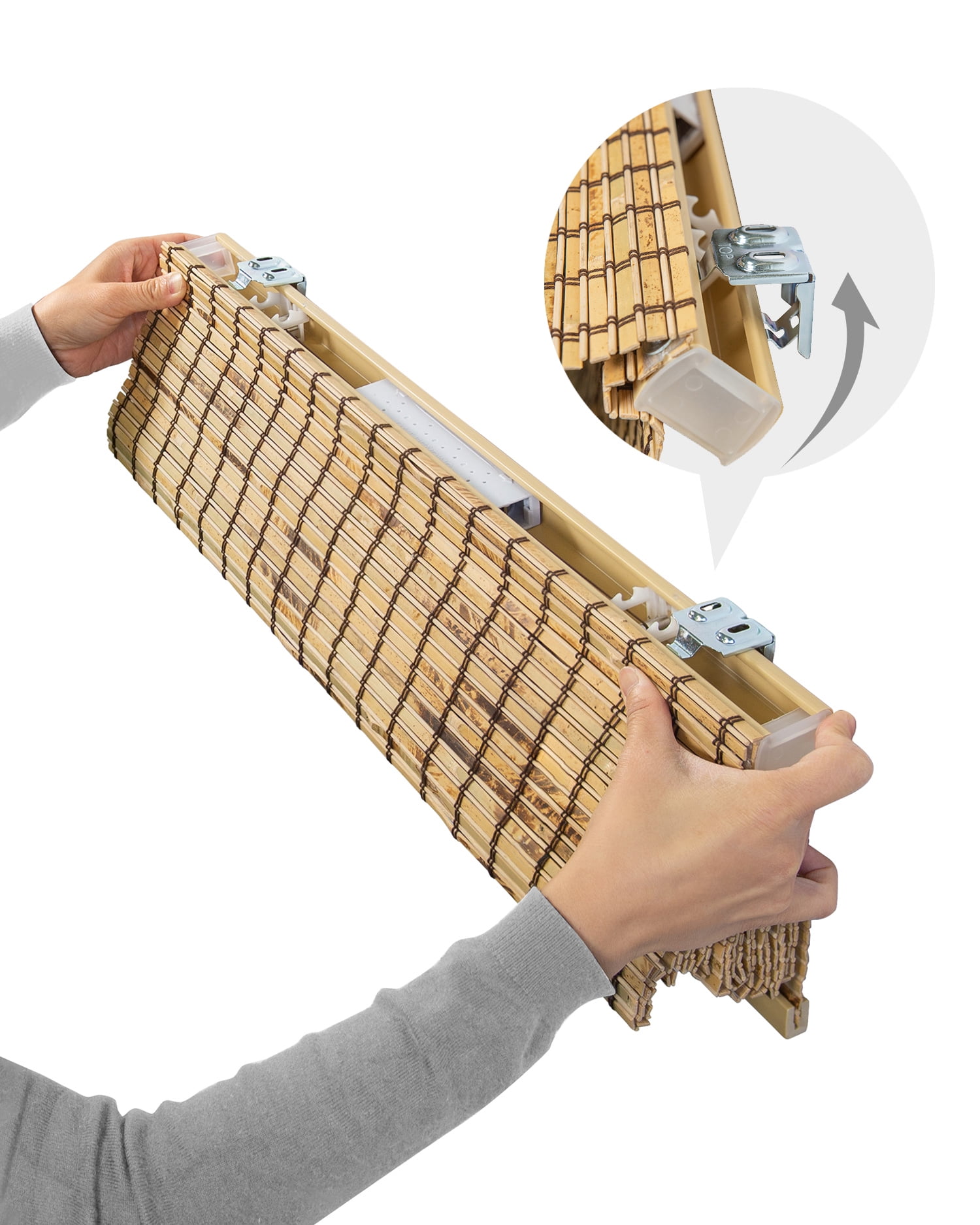 Chicology 39"W x 64"H Tortoise Cordless Bamboo Shades, Natural Woven Wood, Light Filtering, Safe for Kids & Pets