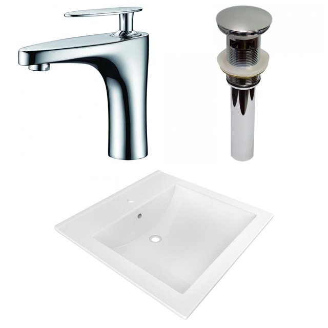 American Imaginations 21.5-in. W 1 Hole Ceramic Top Set In White Color - Overflow Drain Incl. AI-29990