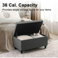 thumbnail image 6 of Homebeez 32 Inch Linen Storage Ottoman  with Side Storage Pockets, Rectangle Foot Rest Stool for End of Bed, Bedroom, Living Room, Entryway, Grey, 6 of 7