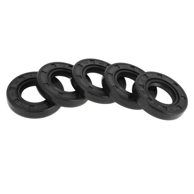 Sellos de aceite universales Unique Bargains TC de doble labio con resorte de acero, anillo de sello de eje rotativo 20x38x7mm, caucho NBR negro de alta presión, 5 Pcs