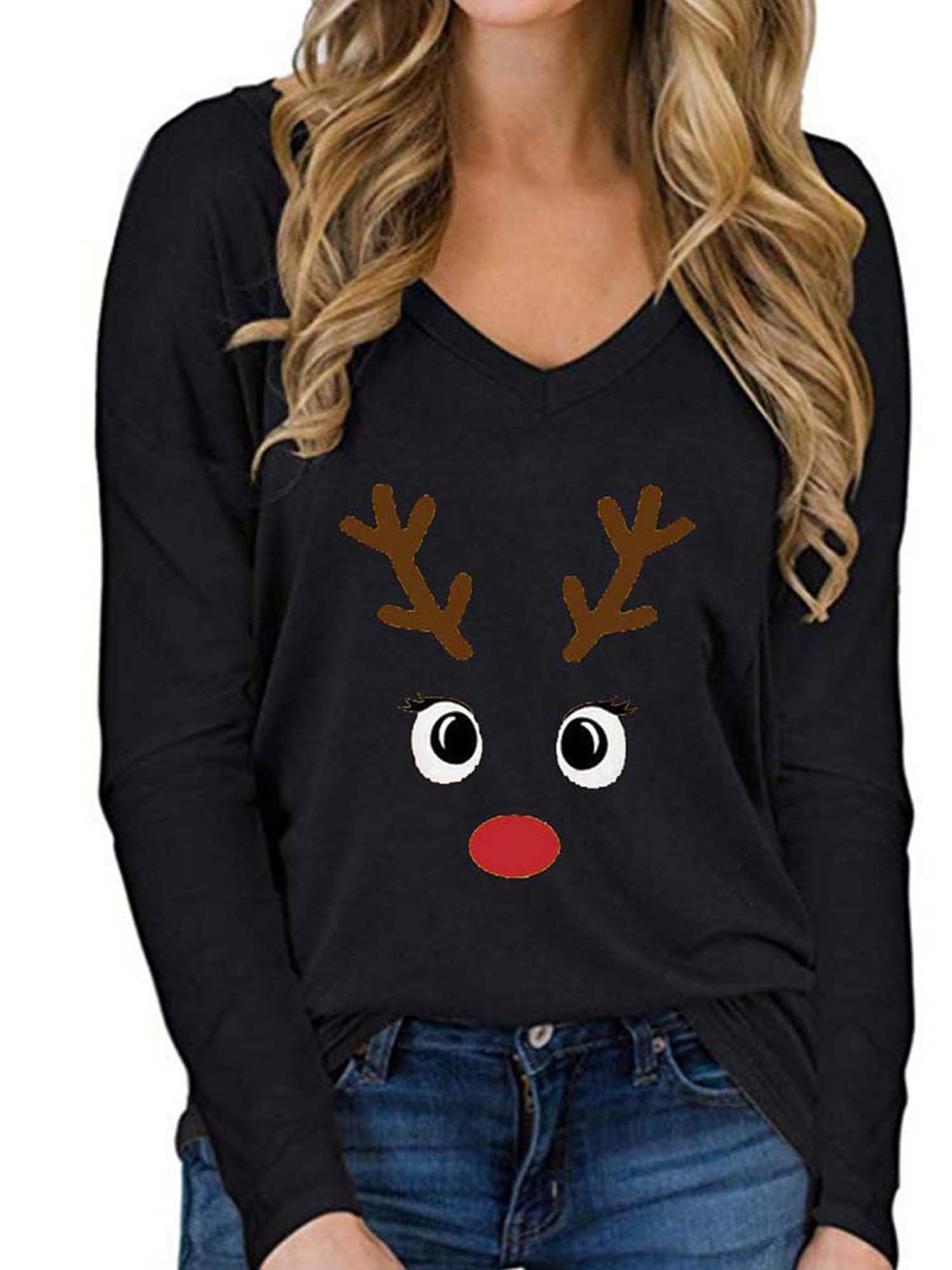 UPAIRC Womens Long Sleeve Elk Christmas 