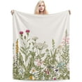 thumbnail image 6 of Sage Green Leaf Vintage Floral Herb Blanket, Soft Blankets Flannel Bed Throw Cozy Lightweight Plush Gifts for Women Girls Sofa Couch Bedroom Living Rooms Warm All Season, Home Decor, 60"x50", 6 of 6