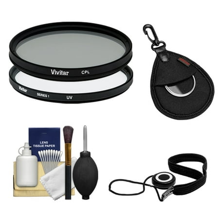 Vivitar 55mm UV & Circular Polarizer Glass Filter + Filter Case + CapKeeper + Lens Cleaning Kit for Canon, Nikon, Sony, Olympus & Pentax (Best Uv Filter For Canon Lens)