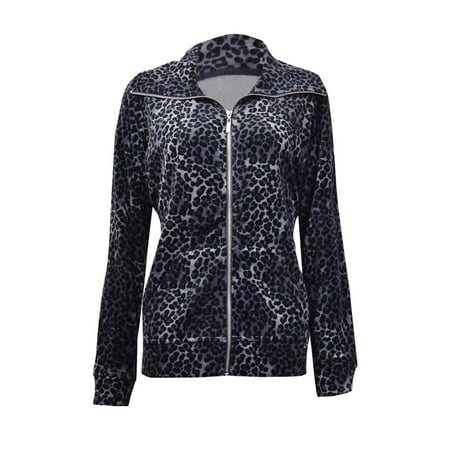 Style & Co. - Style & Co. Women's Animal Print Velour Zip Jacket ...