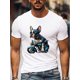 thumbnail image 1 of Camiseta con estampado de perro en motocicleta para hombre, camiseta informal de manga corta para verano., 1 of 4