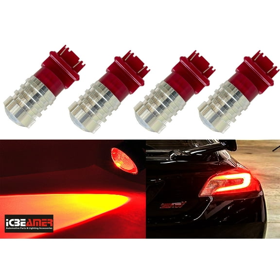 ICBEAMER 3157 LED Bulbs, 4 pcs ICBEAMER 3056 3156 3157K 4057 4157 7.5W High Power Bright Red Projector For Tail Brake Stop Light