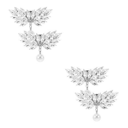 Masteelf 4 pcs Detachable Rhinestones Pearl Shoe Clips Crystal Shoe Buckles Wedding Bridal Shoe Jewelry Charm for Women High Heels