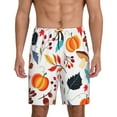 thumbnail image 2 of Rocae Autumn Pumpkins Fall Leaves for Men's Soft Sleep Pajama Shorts, Waistband and Pockets, 2 of 9