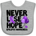 thumbnail image 3 of Inktastic Never Lose Hope Epilepsy Awareness with Balloons and Purple Ribbon Boys or Girls Baby Bib, 3 of 4