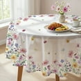 thumbnail image 3 of Sm:)e Spring Tablecloth 60 Inch Round, Wildflowers Floral Butterfly Washable Table Cover for Party Picnic Dinner Decor, 3 of 7