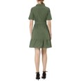 thumbnail image 3 of INSPIRE CHIC Women's Wear to Work Belted Button Down Cotton Ruffled Safari Shirt Dress XS Army Green, 3 of 6