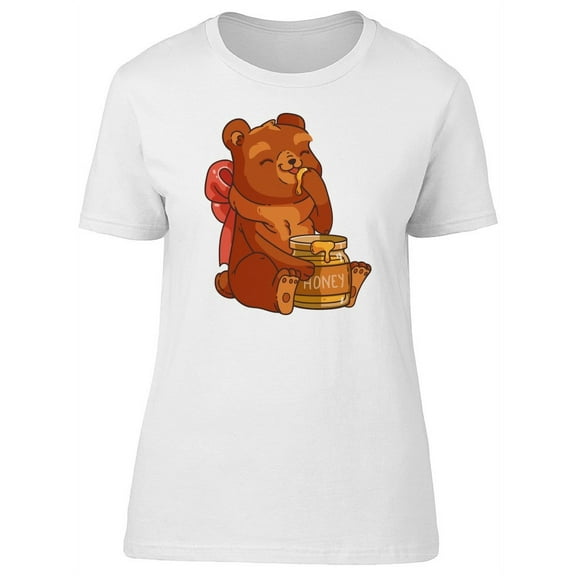 Cute Cartoon Baby Bear & Honey T-Shirt Women -Image by Shutterstock, Female Medium