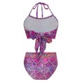 thumbnail image 2 of TiaoBug Girls 2 Pcs Mermaid Bikini Sets Shiny Halter Ruffles Crop Top with Triangle Brief Bathing Suit Tankini Purple 150, 2 of 5