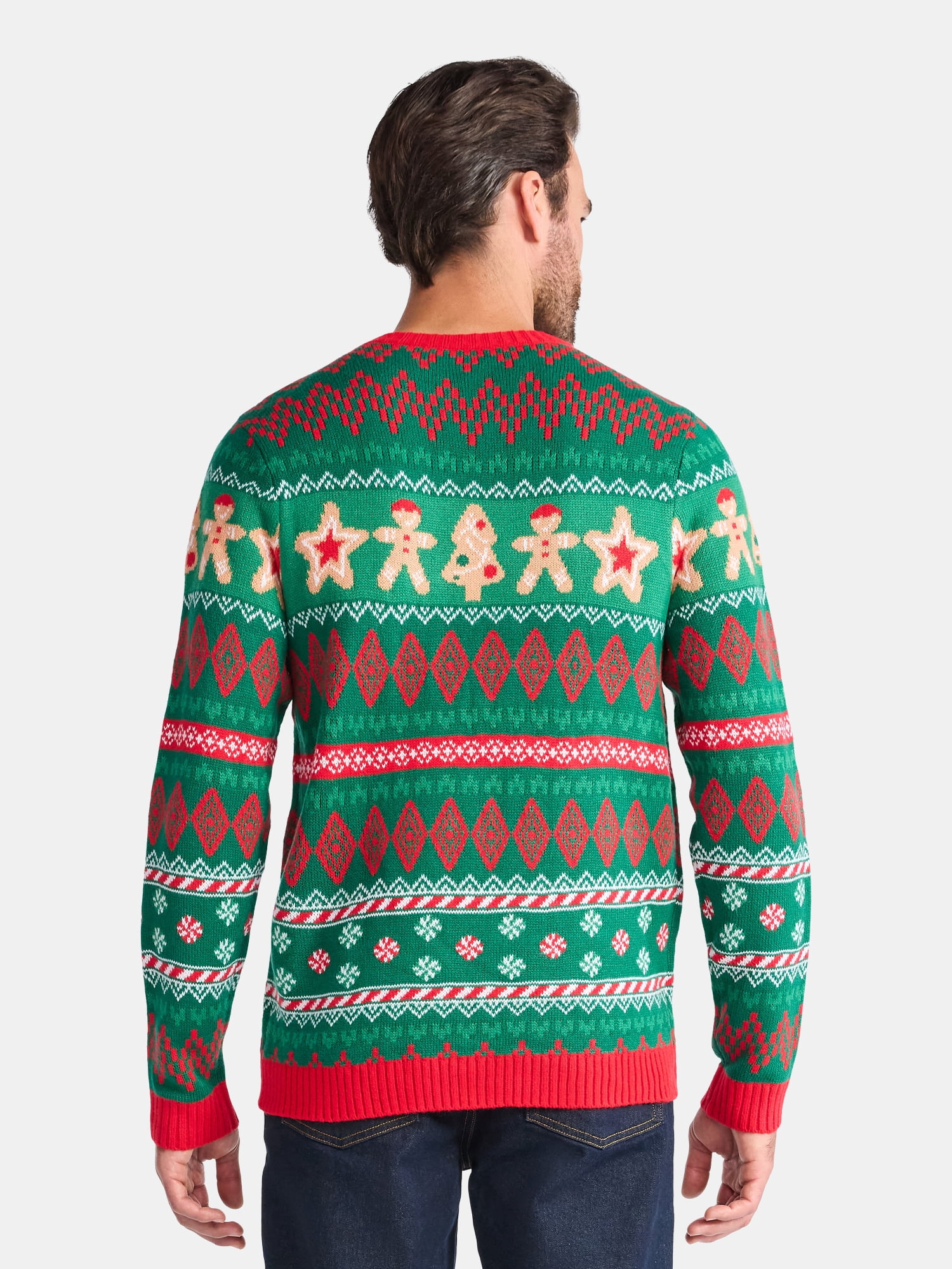 Men's Christmas Sweater Ugly Christmas Sweater with Drink Pocket from Holiday Time, Sizes XS-3XL