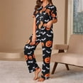 thumbnail image 5 of Womens Pajama Sets Cozy Nights Halloween Stylish Cardigan Print Short Sleeve Shirt Long Pants Comfortable Sleepwear Loungewear Nightwear Nightclothes Homewear, 5 of 7