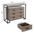 thumbnail image 2 of 6 Drawer Dresser, Modern 6 Drawer Chest with Wide Storage Space, Wood Drawer Dresser with Steel Frame and Tempered Glass Top, Storage Tower Clothes Organizer, Large Storage Cabinet, 2 of 5