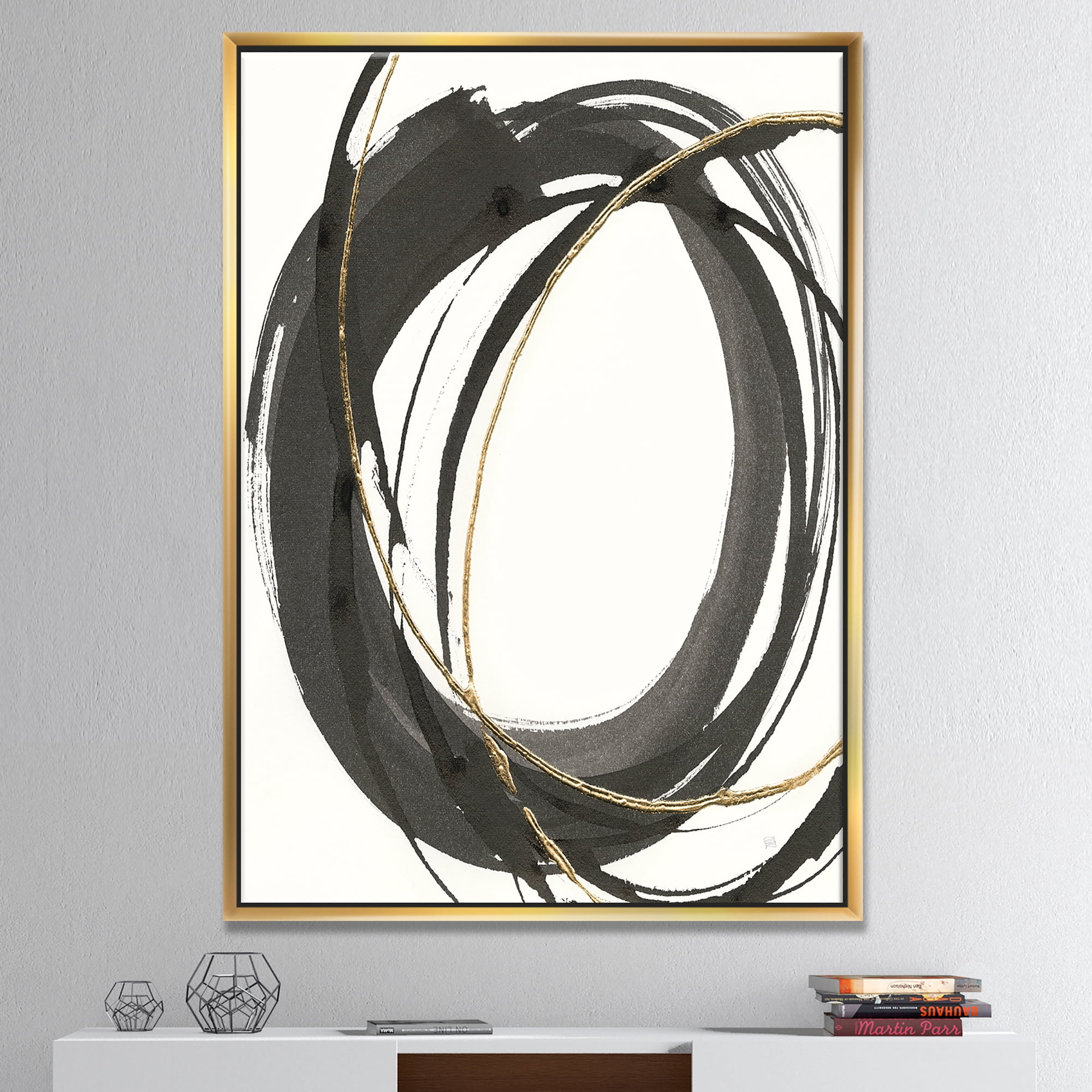 Designart ' Gold Glamour Circle IV ' Posh & Luxe Framed Canvas