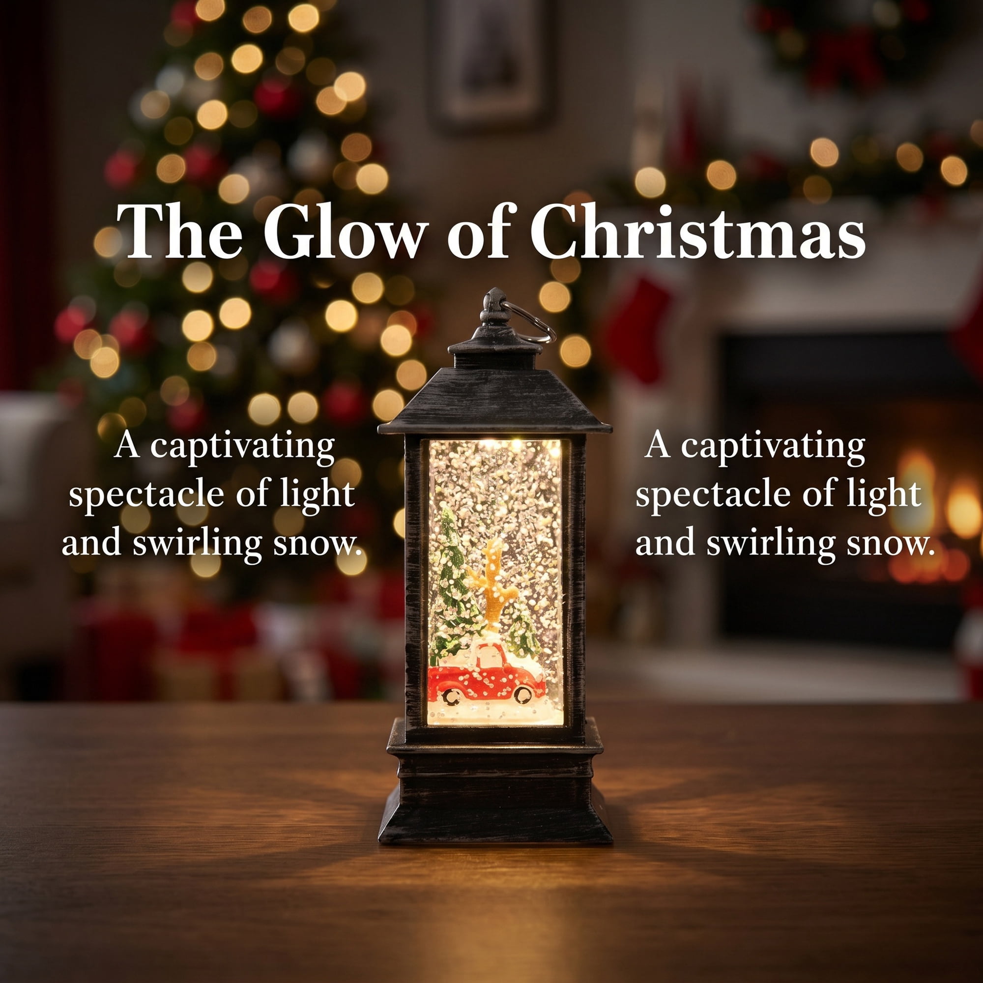 Unique Bargains Christmas Light Up Crystal Ball Mini LED Glitter Sphere Orb Brown Style Q