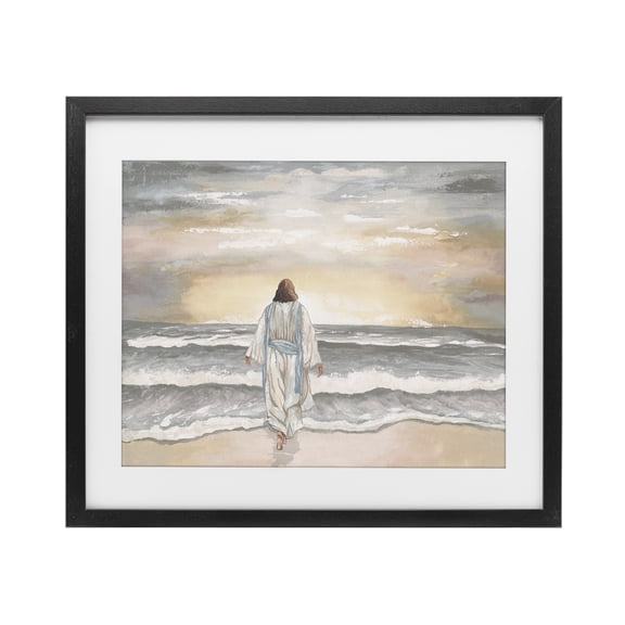 Stupell Industries Jesus Walks The Shore Black Framed Print Under Glass, design by Elizabeth Medley
