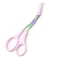 thumbnail image 1 of Tijeras recortadoras de cejas de acero inoxidable con peine, afeitadora moldeadora de cabello, pinzas para el cabello, removedor de cabello, herramientas de maquillaje (púrpura), 1 of 4
