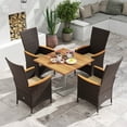 thumbnail image 2 of Costway Patio Rattan Chairs Set of 4 with High Backrest & Acacia Wood Armrests, Cushion, 2 of 8