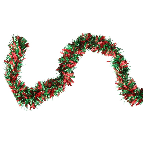 Northlight 50' x 4" Unlit Shiny Green/Red Tinsel Christmas Garland