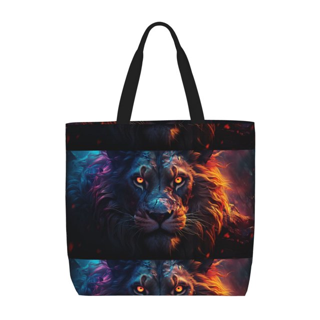 Balery Forest Cool Lion Bolsa de Mano para Mujeres con Cremallera, Bolsa de Gimnasio con Compartimentos, Bolsa para Laptop, Bolsa para Trabajo