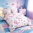thumbnail image 2 of meiyoeat Cute Mermaid Print 7 Pieces Full Size Bedding Sets For Girls,Pink Cartoon Ocean Creatures Full Size Bed in a Bag,Pink Reversible, 2 of 7