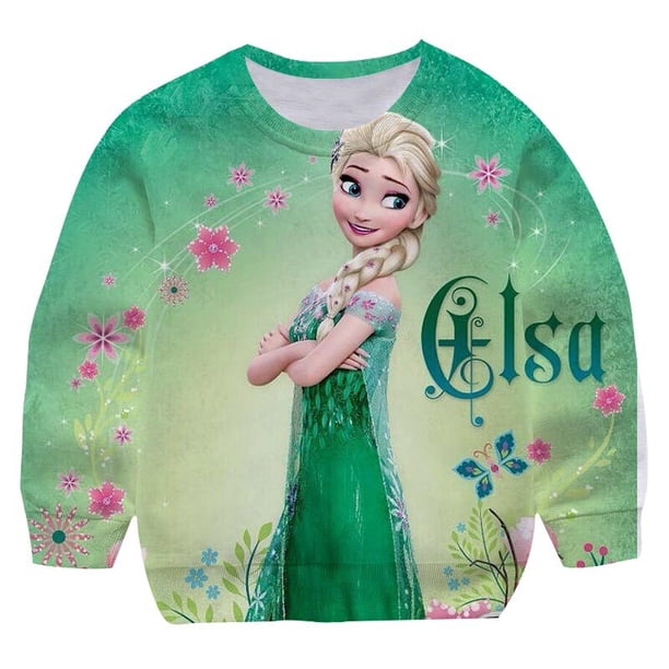 Sudaderas de Disney Frozen 2 Elsa para niñas, abrigo de algodón Anna, jerséis de manga larga, Tops para bebés, ropa de primavera y otoño para niños, 10T Gao Jinjia LED