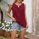 thumbnail image 4 of Camiseta sin mangas de color liso con cuello redondo y pliegues de encaje para mujer - Detalles femeninos, lavable a máquina, tallas S-XXL, contorno de pecho 93-119 cm, 4 of 8