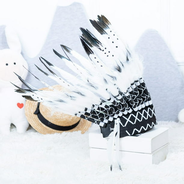 Sombrero indio de plumas Hugo tocado indio Negro