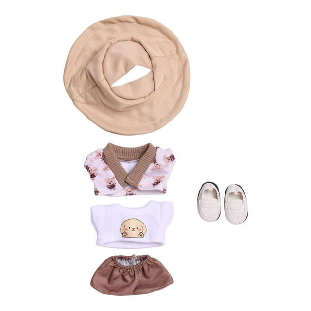 Camiseta de Muñeca, Abrigo, Pantalones Cortos, Ropa de Muñeca, Decoración de Muñeca DIY, Disfraz de Ropa Hecho a Mano para Muñecas de Moda de Muñeca D con sombrero zapatos