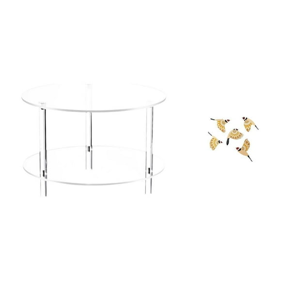 Mesa Auxiliar Acrílica Para Sala De Estar Y Dormitorio Con Adorno De Pared De Pájaro De Madera. Mueble Decorativo Coleccionable Y Versátil. Fácil De Armar.