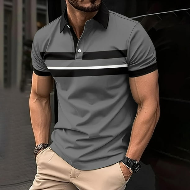 pstuiky Camisas de vestir de manga corta para hombre, Suéter informal de moda para hombre, color liso, manga larga y cuello redondo. camisas casuales para hombre l