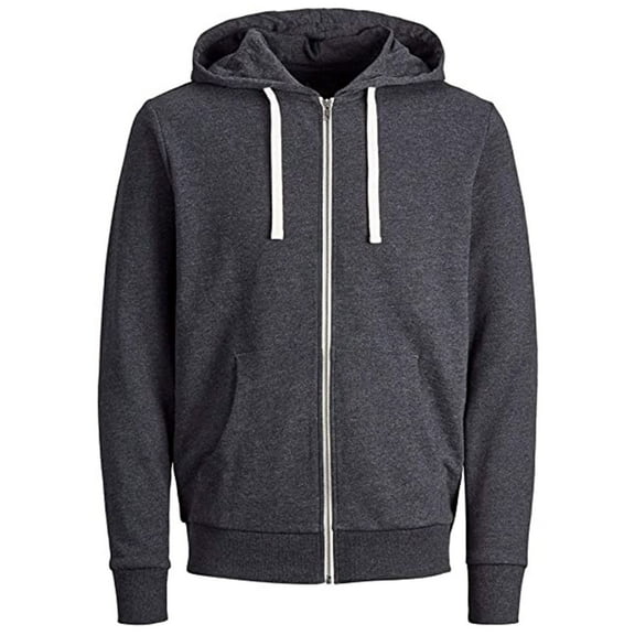 Men's Cardigan Zip-Up Jacket Stitching Drawstring Hooded Slim Jacket Coat Outwear