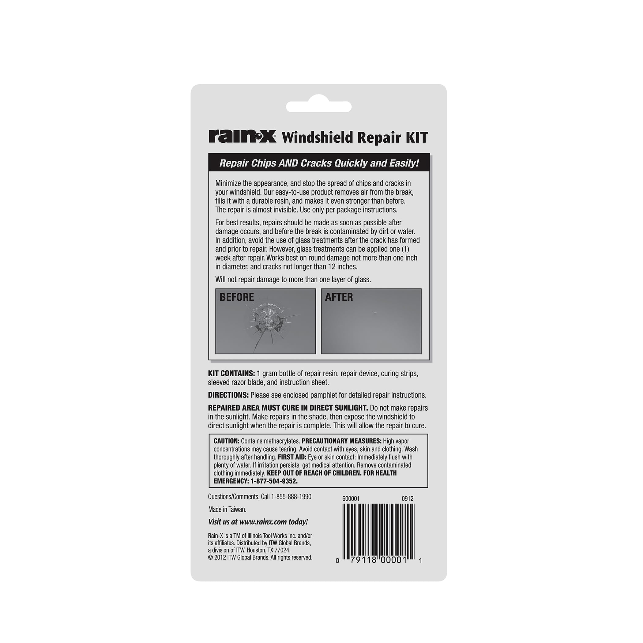 Rain-x Windshield Repair Kit, Saves Time and Money by Repairing Chips and Cracks - 600001