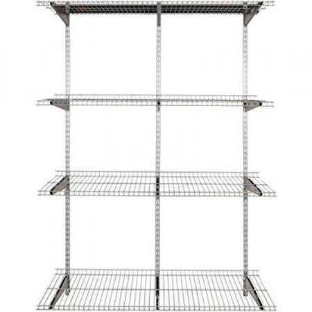Fasttrack 4 Shelf 16 In X 48 Silver Metallic Wire Shelves With Fasttrack 4 Shelf 16 In X 48 Silver Metallic Wire Shelves With 47 Upright And Extension Rail Kit Com