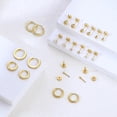 thumbnail image 4 of Hypoallergenic Surgical Steel Earrings for Women Men Sensitive Ears Dainty 14K Gold Plated Stainless Steel Earrings Flat Back Gold Small Stud Hoop Cartilage Earring Set for Multiple Piercing, 4 of 8