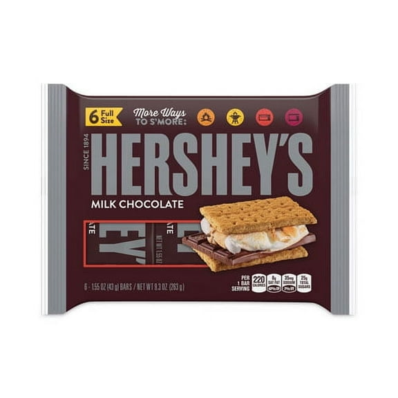 Hersheys Milk Chocolate Bar, 1.55 oz Bar, 6 Bars/Pack, 2 Packs/Box, Delivered in 1-4 Business Days