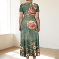 thumbnail image 4 of LWavelet Women's Plus Size Floral Maxi Dress Short Sleeve Tie Waist Casual Boho Flowy Dress with Pockets Purple 2XL, 4 of 7