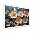 Designart "Poppies in Blue White and Blue Blossoms II" Floral Framed