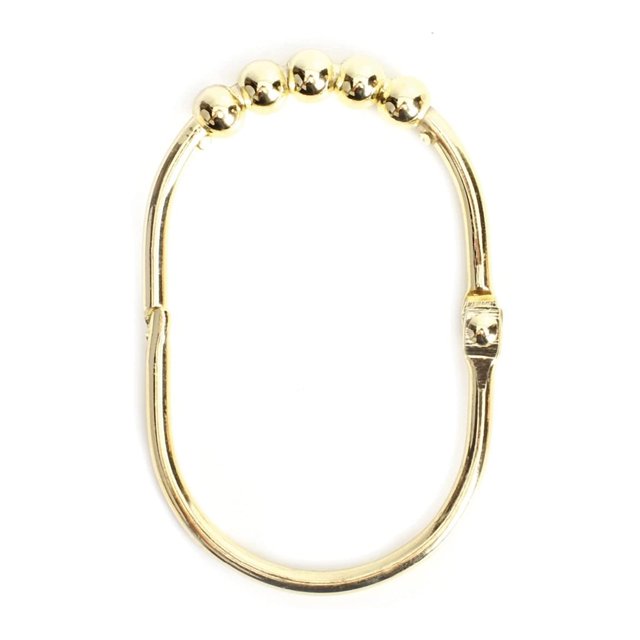 Juego de ganchos para cortina de , acabado dorado decorativo, rodillos de fácil deslizamiento, acero inoxidable inoxidable, juego de 12 anillos para barras de ducha